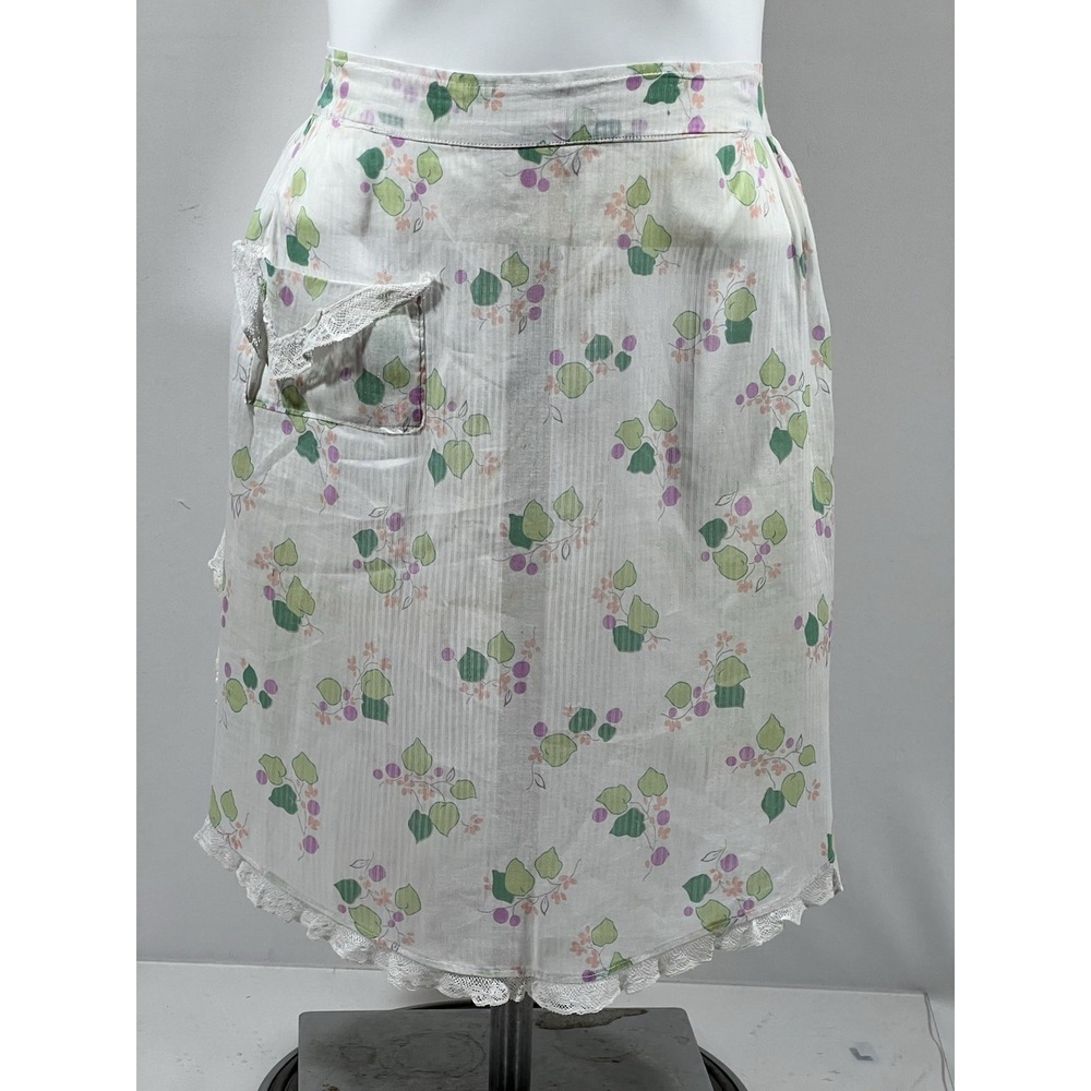 Sheer Lace Apron Vintage Floral Waist Tie Cottagecore Farmhouse Fringe Piece